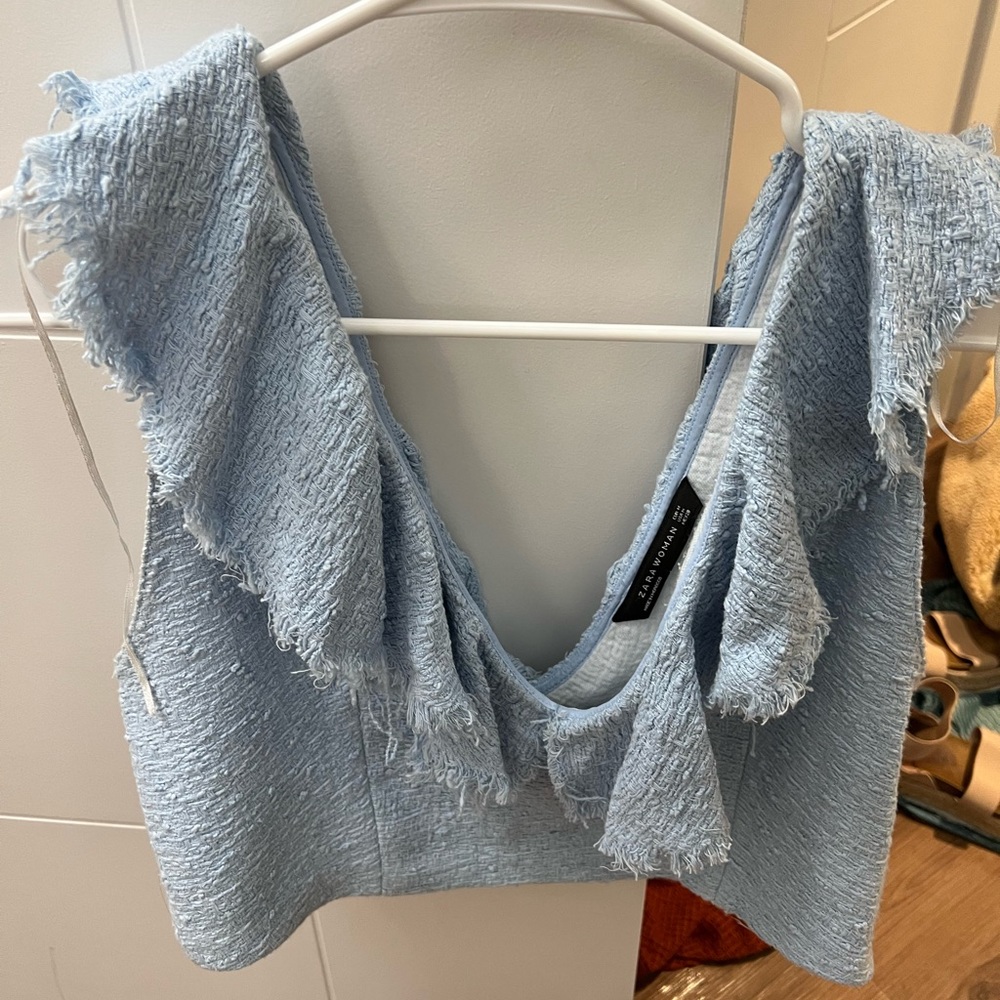 Zara womens baby blue crop knit size medium